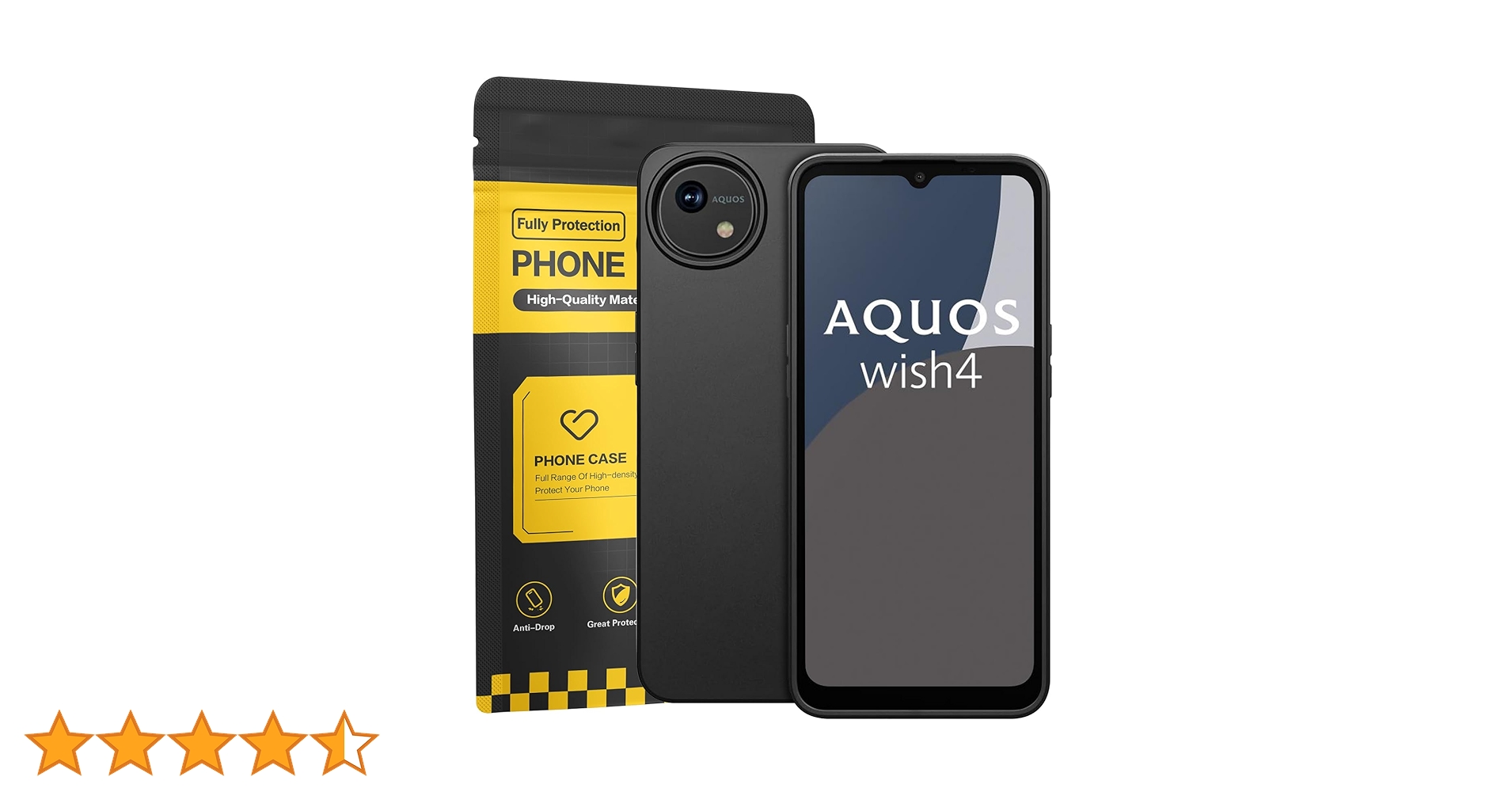 Amazon.co.jp: Aquos Wish 4 ケース ブラック 耐衝撃 落下防止 指紋